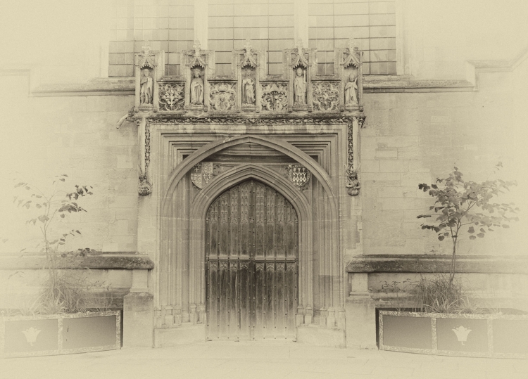 An Ancient Doorway at Magdelen College
Taken last week to replicate the Fox Talbot Print we donated to the National Library 
